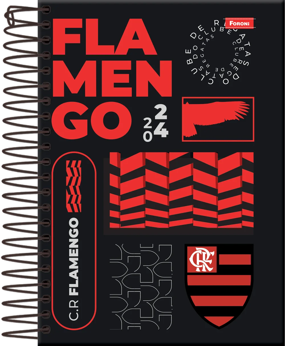 Agenda Flamengo 2024, edição 3: grade tipográfica preta e vermelha